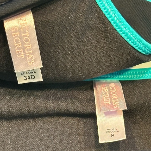 2/$30 Victoria’s Secret Black / Teal Swimsuit Set 36D Top and Skirt bottom Sz S - Picture 7 of 7